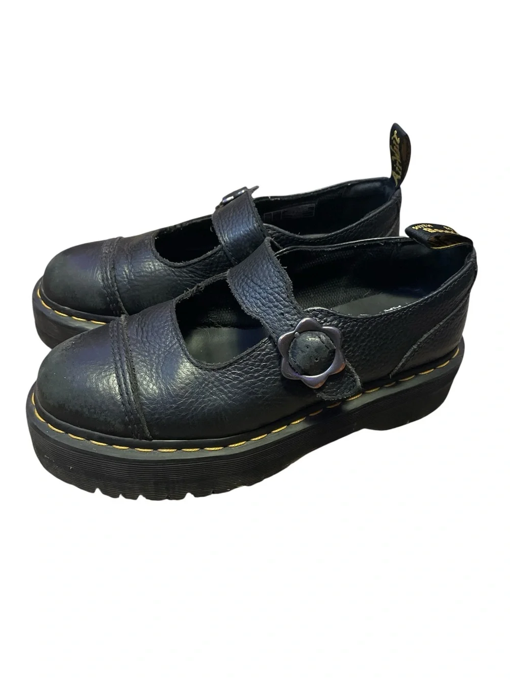 Dr. Martens Black Platform Mary Jane Glower Buckle Platform Shoes size 9
